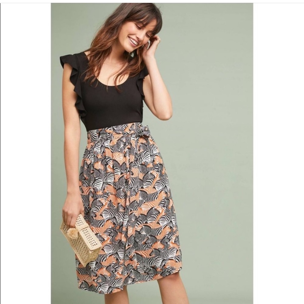 Anthropologie getaway printed skirt with pockets